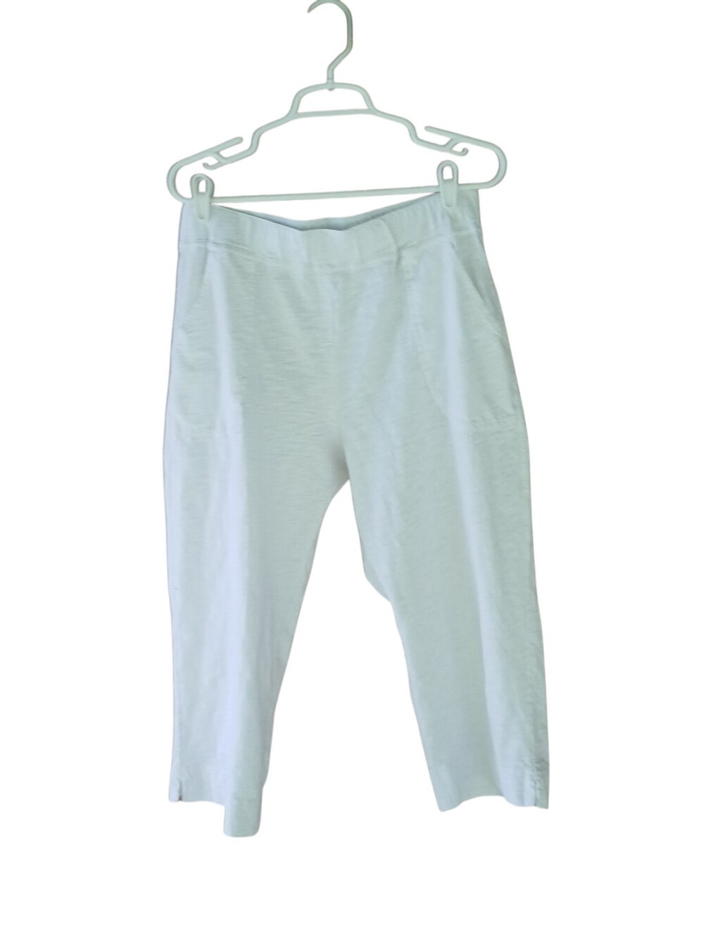Escape By Habitat White High Waisted Wide Legged Slub Cotton Capri Pants Large